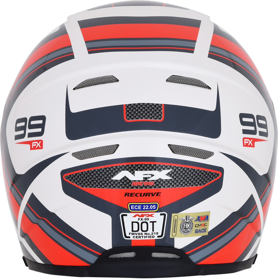 Bill's Exhausts AFX FX-99 helmet in pearl white and red, recurve style, size 2XL, with a sleek aerodynamic design.