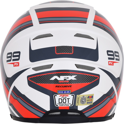 Bill's Exhausts AFX FX-99 helmet in pearl white and red, recurve style, size 2XL, with a sleek aerodynamic design.