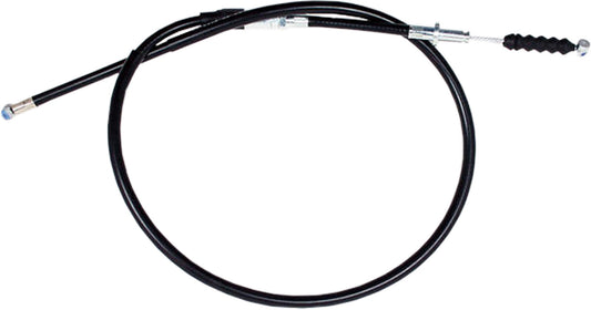Motion Pro black vinyl clutch cable with chrome fittings and longitudinally-wound housing for motorcycle clutch control.