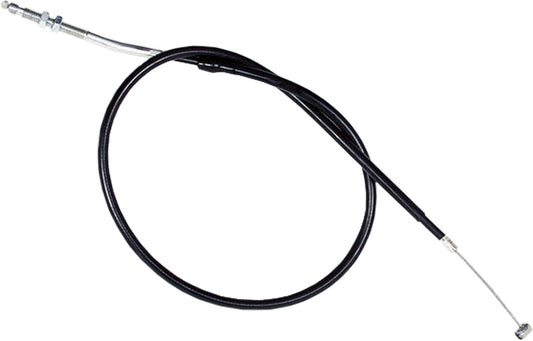 Motion Pro black vinyl clutch cable with chrome fittings and longitudinally-wound housing for motorcycle clutch systems.