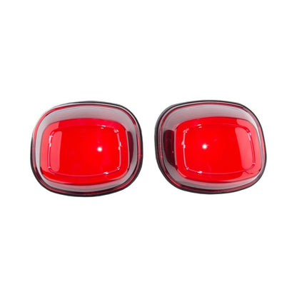 Kuryakyn Tracer LED taillight for Harley-Davidson Tri Glide, red lens, mounted on motorcycle rear with chrome details