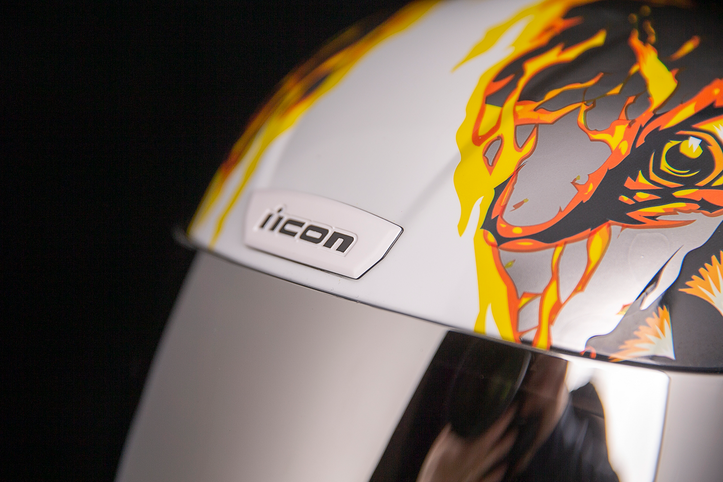 Icon Airform Warthog helmet in medium size featuring a bold design, made by Bill's Exhausts, shown from a front view.