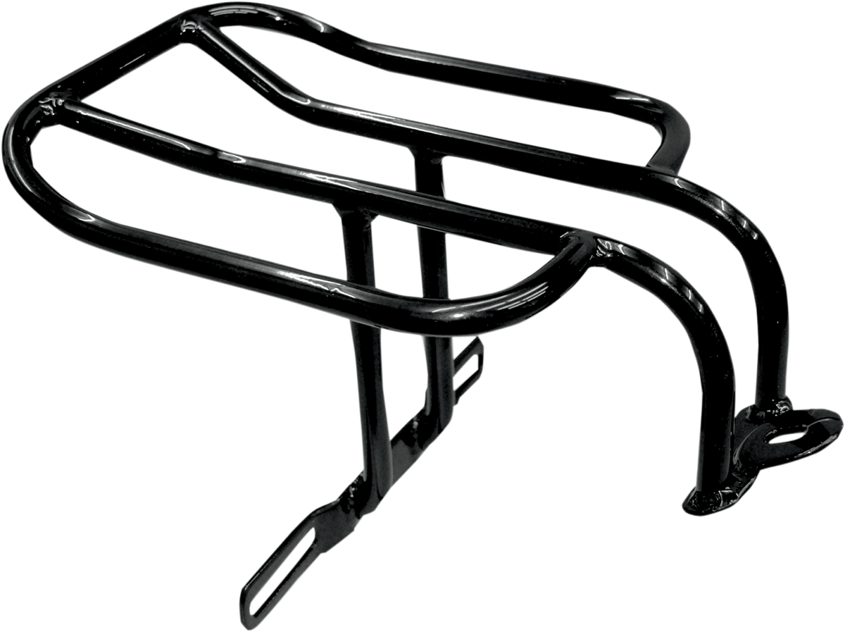 Black Drag Specialties XL motorcycle luggage rack with sturdy metal construction, part number 77-0054B, designed for durable storage.