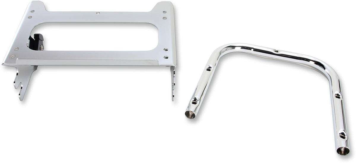 Chrome Tour Box Mount for Dresser Models by DRAG SPECIALTIES, showing the sturdy metal bracket and mounting hardware.
