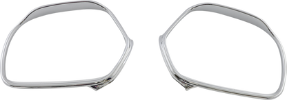 Chrome mirror trim with visored design for engine, featuring the Bill's Exhausts SHOW CHROME Trim 52-683.