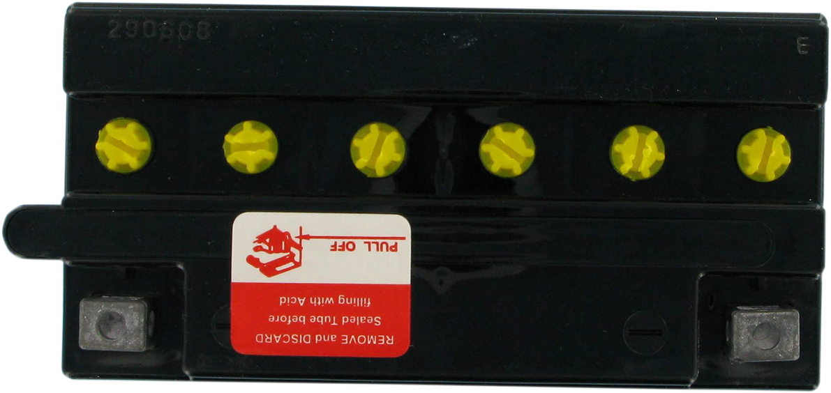 Parts Unlimited RCB18-A heavy-duty motorcycle battery with anti-sulfation technology, shown in the image.