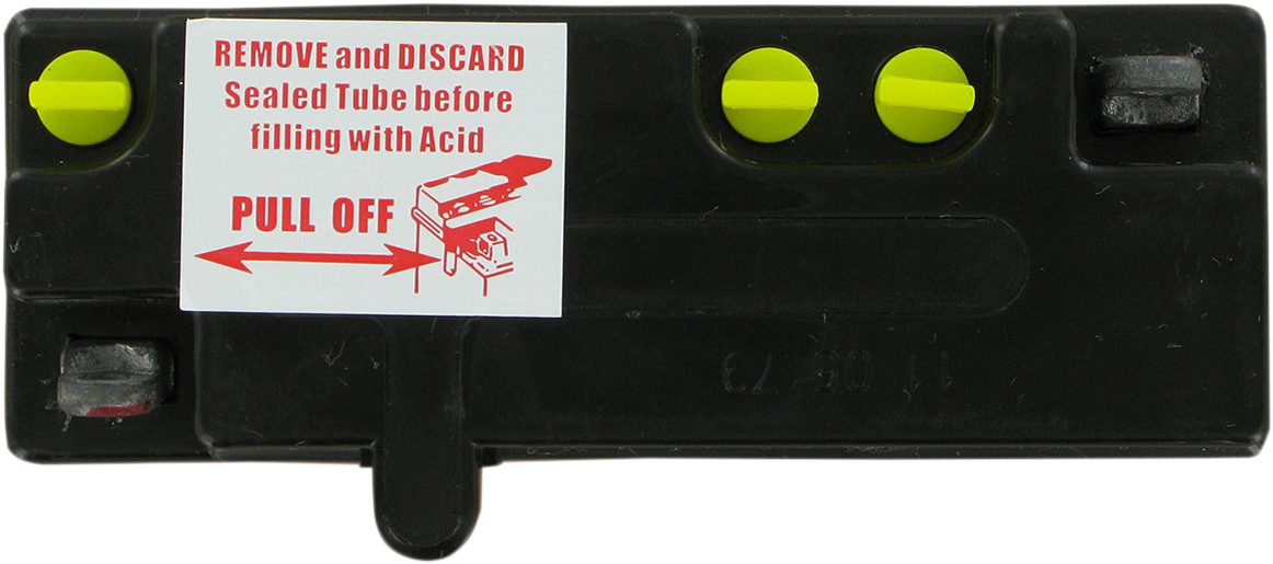 Parts Unlimited 6N12A-2C(B54-6) conventional motorcycle and powersports vehicle battery with terminals and case visible.