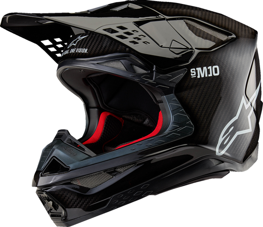 ALPINESTARS Supertech M10 Helmet - Solid - MIPS® - Gloss Black Carbon - Large 8300323-1188-L - Howling Moto