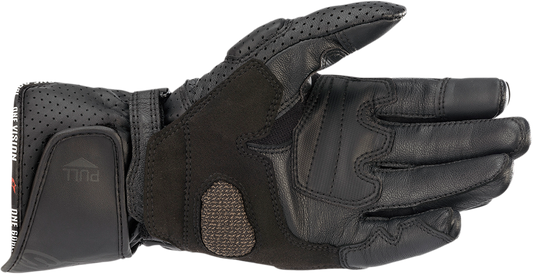 Alpinestars Women Stella SP-8 V3 motorcycle gloves in black, size XS, featuring protective knuckles and textured palm for grip.