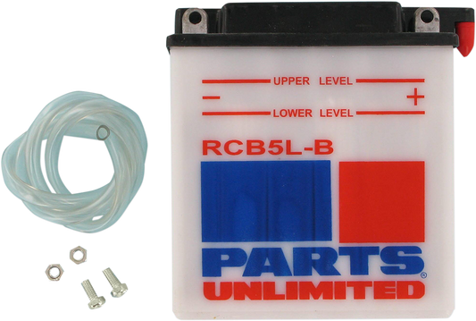 Parts Unlimited heavy-duty YB5L-B and CB5L-B motorcycle batteries providing reliable power for motorcycles and powersports vehicles.