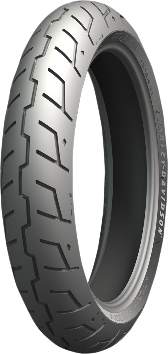 Michelin Scorcher 21 front motorcycle tire 120/70R17 58V with tread pattern and sidewall details