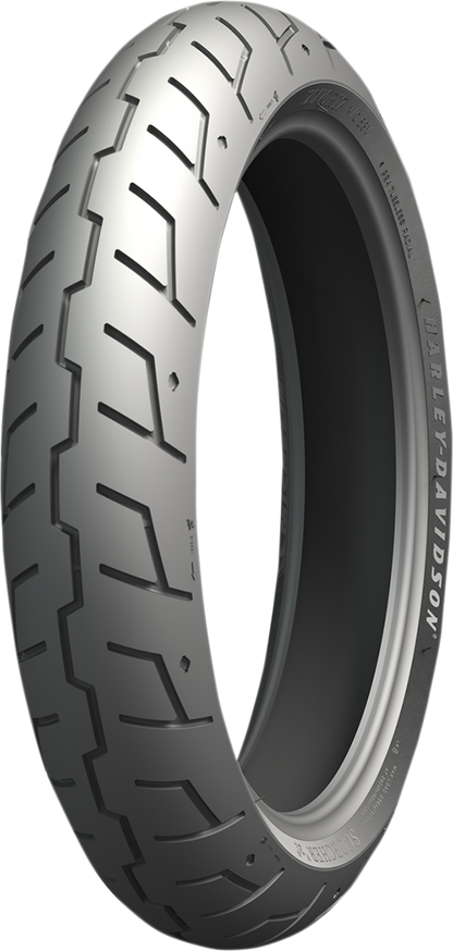 Michelin Scorcher 21 front motorcycle tire 120/70R17 58V with tread pattern and sidewall details