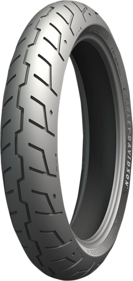 Michelin Scorcher 21 front motorcycle tire 120/70R17 58V with tread pattern and sidewall details