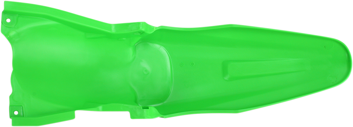 A green Acerbis rear fender for motorcycle, made of durable body material, designed for off-road or dirt bike use.