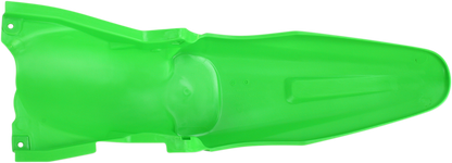 A green Acerbis rear fender for motorcycle, made of durable body material, designed for off-road or dirt bike use.