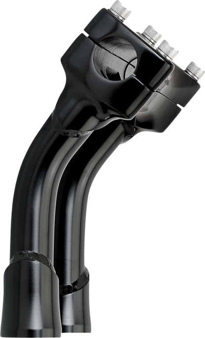 Black BILTWell Risers Murdock oversized 6-inch pullback handlebars for motorcycles, designed for comfortable riding.