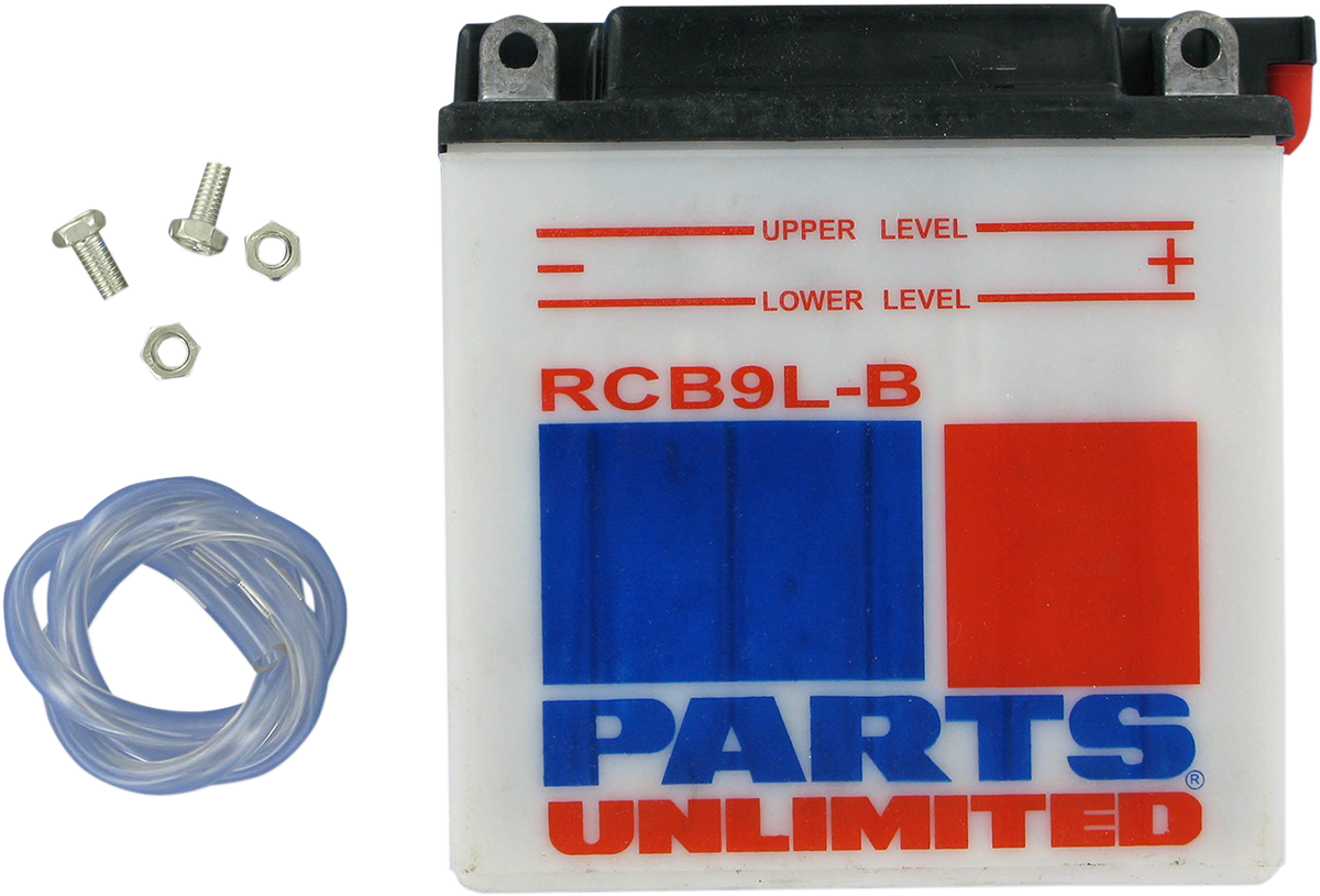 Parts Unlimited Heavy-Duty Battery RCB9L-B providing reliable power and performance for motorcycles or powersports vehicles.