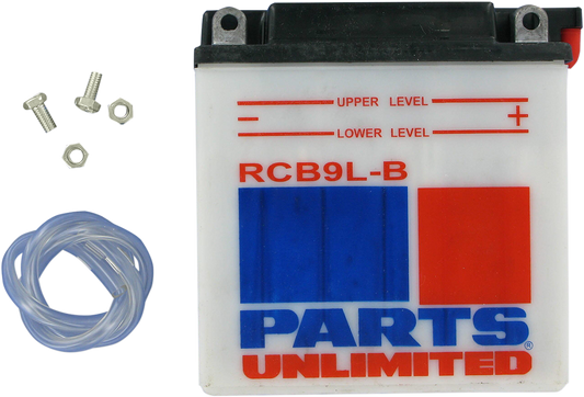 Parts Unlimited Heavy-Duty Battery RCB9L-B providing reliable power and performance for motorcycles or powersports vehicles.
