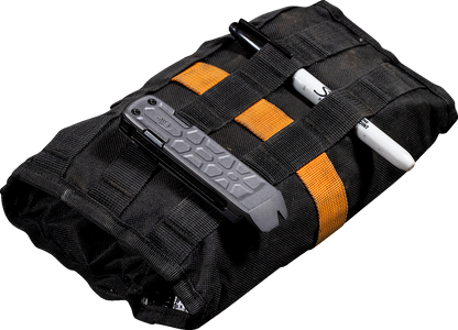 Black BILTWELL EXFIL-0 2.0 Tool Roll with multiple compartments, designed for storing tools securely and neatly.