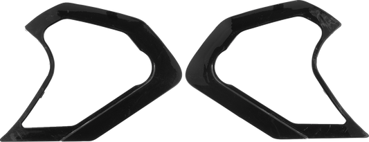 Alpinestars Supertech R10 shield mechanism cover in glossy black, designed for motorcycle racing gear.