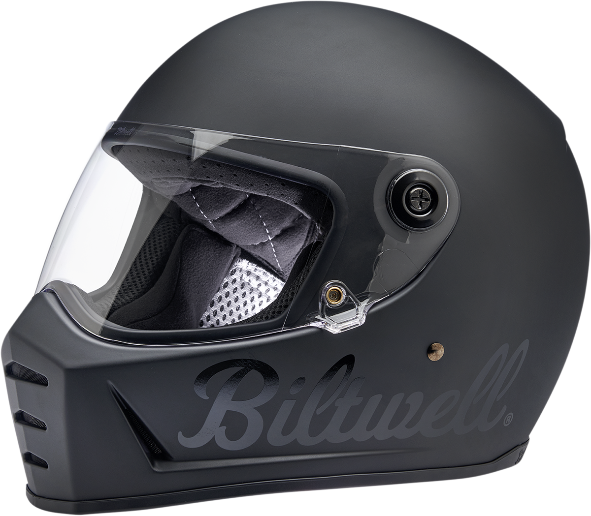 BILTWELL Lane Splitter helmet in flat black, small size, with smooth aerodynamic design and matte finish.