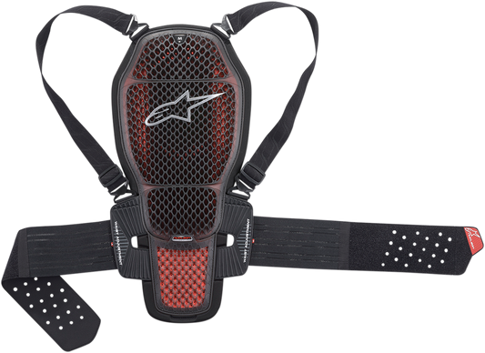 Alpinestars Nucleon KR-1 Cell back protector in red and black, small size, protective gear with foam padding and adjustable straps.