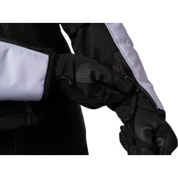 Black and white ICON Mesh AF™ jacket by Bill's Exhausts, small size, shown with breathable mesh fabric and stylish design.