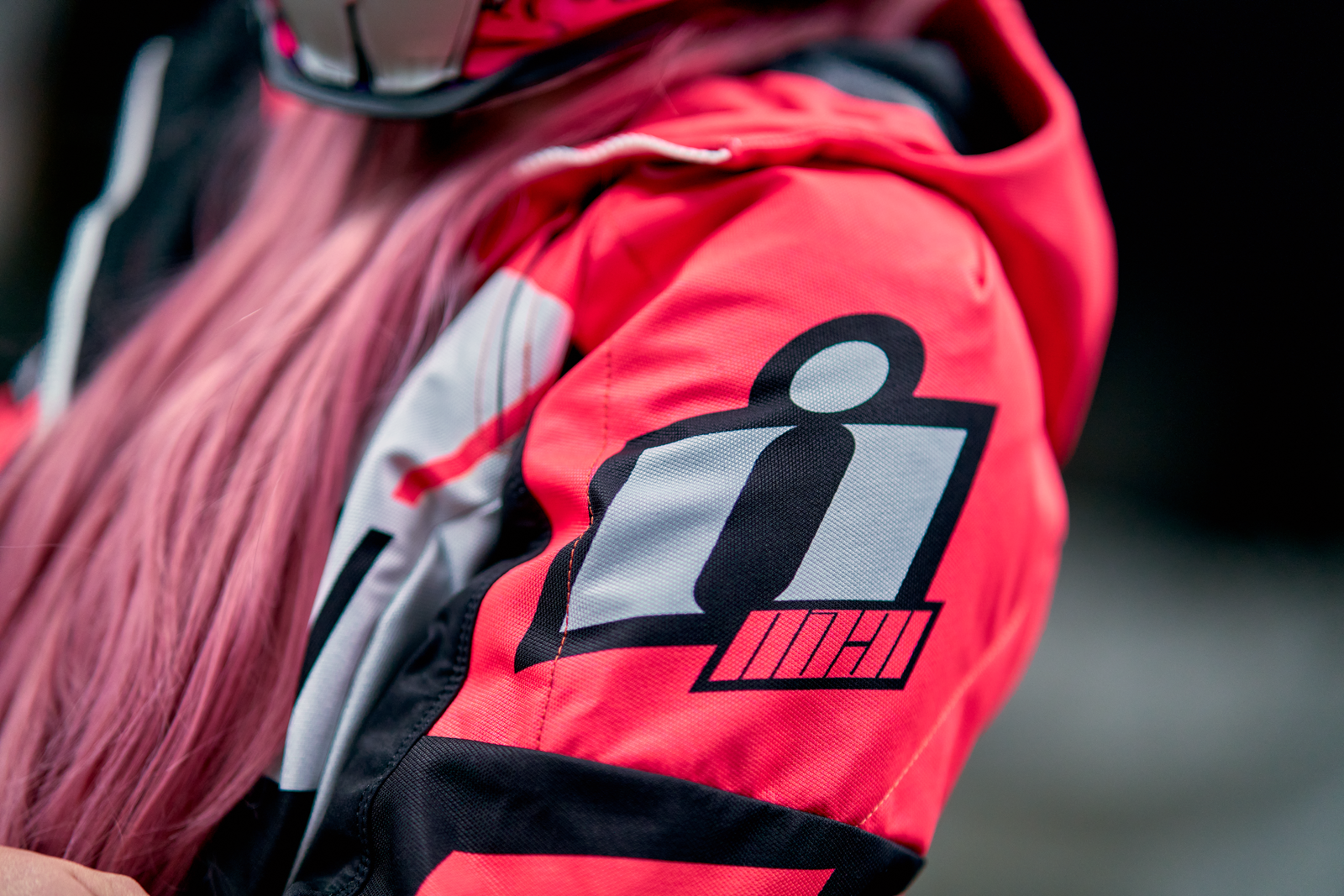 ICON Women's Airform Retro Jacket in coral, size XS, featuring vintage-inspired design with a fitted style and bold color.