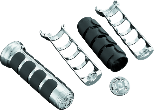 Kuryakyn ISO motorcycle grips for Honda GL1800 with heated chrome grips, featuring ergonomic design and chrome finish.