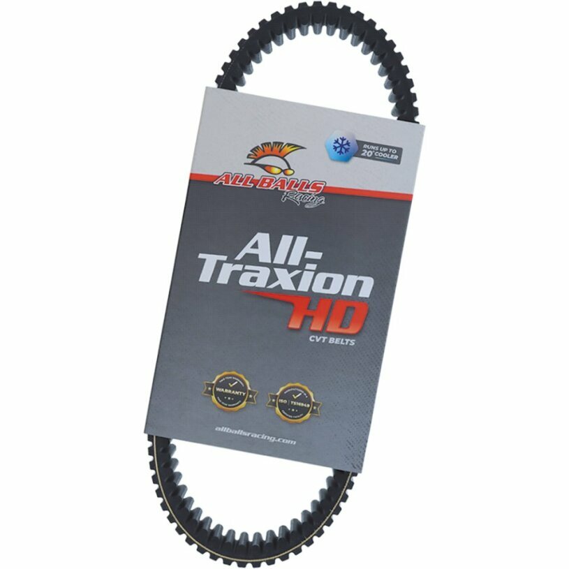 All Balls CV Belt Part 25-9021, high-performance automotive drive belt with black rubber and reinforced construction.
