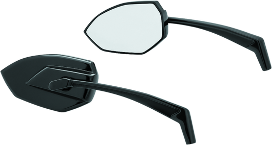 Kuryakyn Phantom Mirrors in gloss black with aggressive angular design and premium chrome finish, motorcycle handlebar accessories.