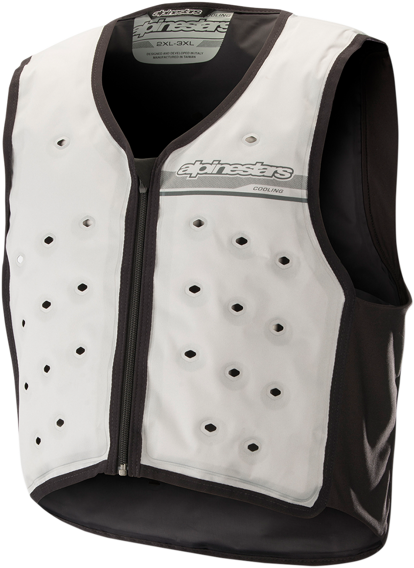 Bill's Exhausts ALPINESTARS cooling vest in white and black, size 2XL/3XL, designed as protective gear for active wear.
