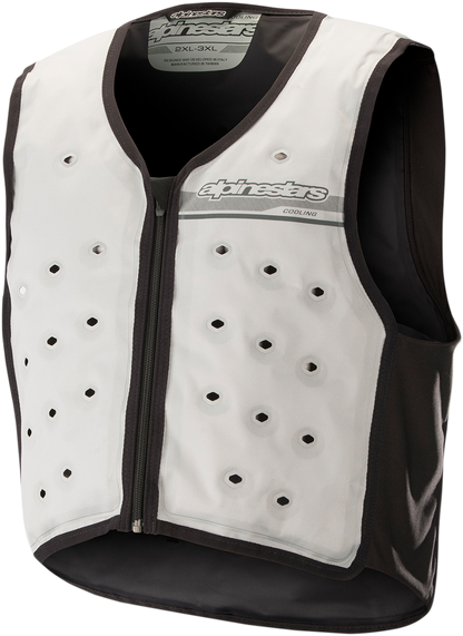 Bill's Exhausts ALPINESTARS cooling vest in white and black, size 2XL/3XL, designed as protective gear for active wear.