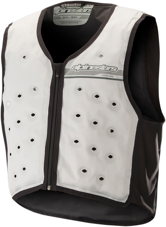 Alpinestars cooling vest in white and black, size L/XL, designed as protective gear for enhanced comfort and heat regulation.