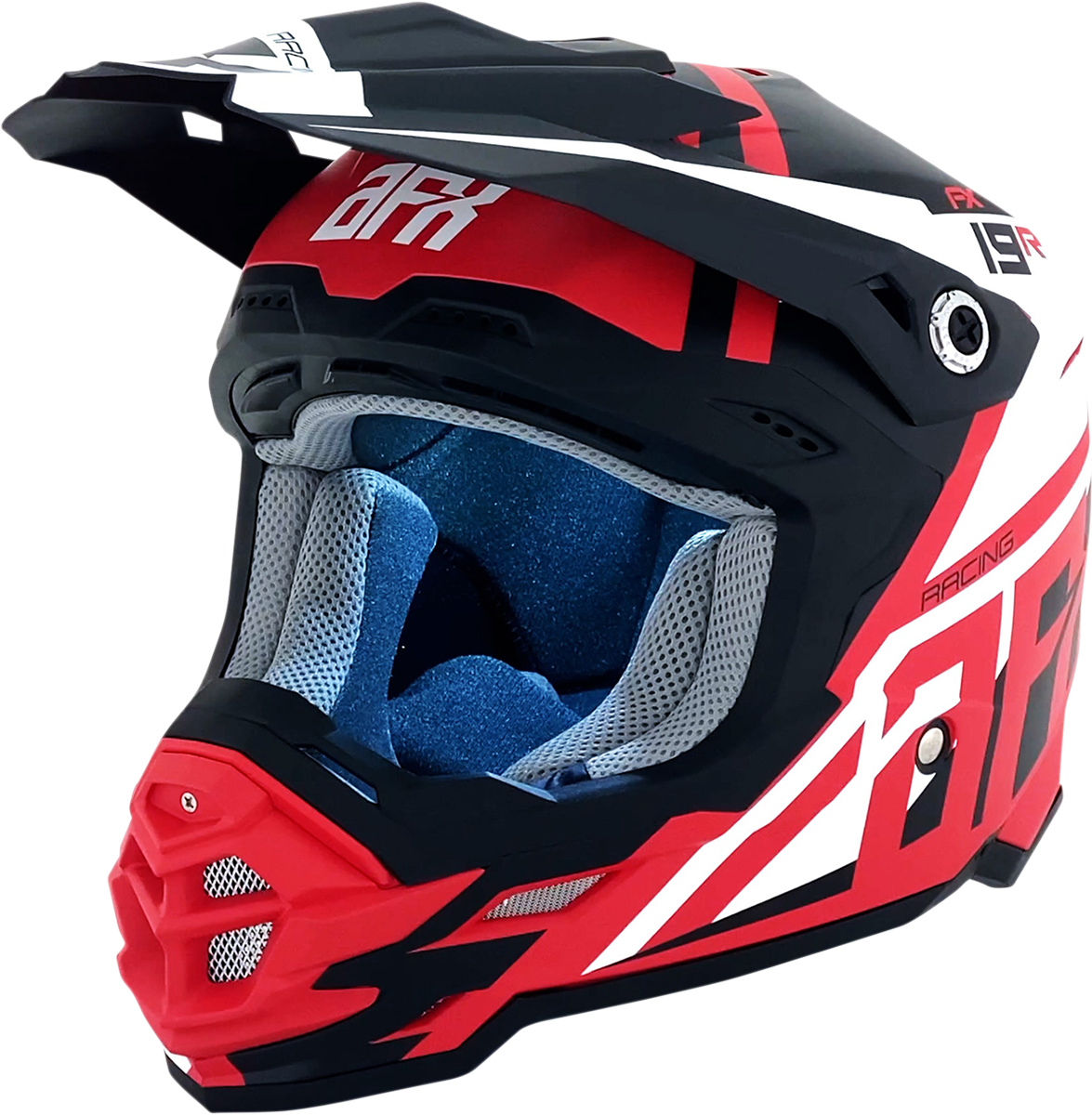 Matte red AFX FX-19R racing helmet in medium size, featuring a sleek design and ventilation vents for high-speed protection.
