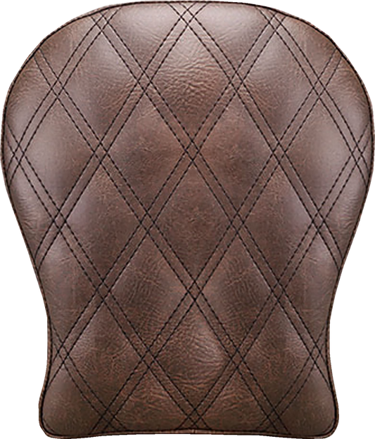Brown SADDLEMEN Detachable Pillion Pad with lattice stitching, designed for motorcycle seats, by Bill's Exhausts.