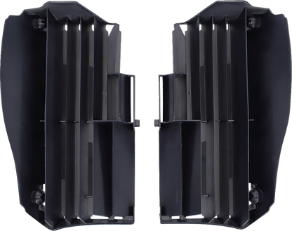 Dark blue ACERBIS radiator louvers for YZ450F 2023 motorcycle, designed to improve cooling and body protection.