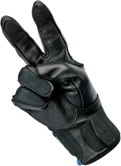 Black BILTWELL Belden Gloves in XL size, made by Bill's Exhausts, displayed on a neutral background.