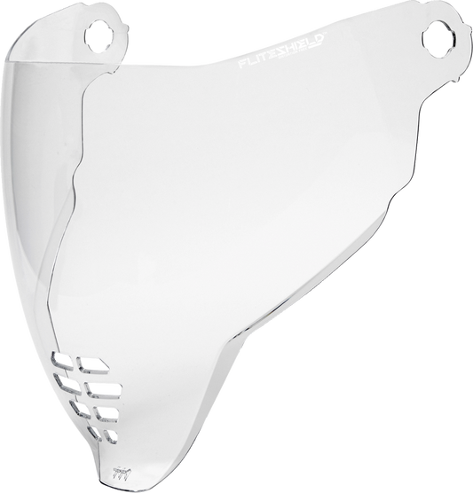 Clear FliteShield for ICON Airflite™ helmet, part of Bill's Exhausts helmet parts collection, shown on a helmet face shield.