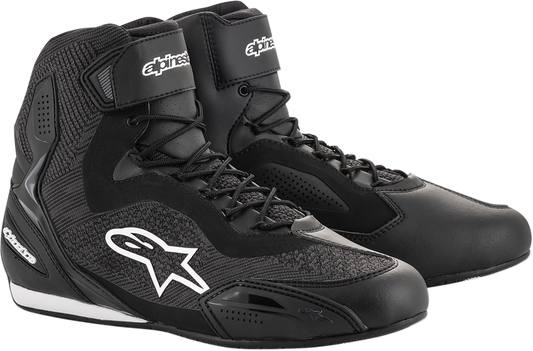 Alpinestars Faster-3 Rideknit® shoes in black, US size 7, showcasing sleek design and breathable knit material.