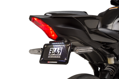 YOSHIMURA Fender Eliminator Kit for Yamaha motorcycles, showing sleek black license plate holder and LED light assembly.