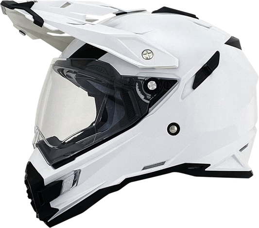 Pearl white AFX FX-41DS helmet in small size, featuring a sleek design and clear visor, by Bill's Exhausts.