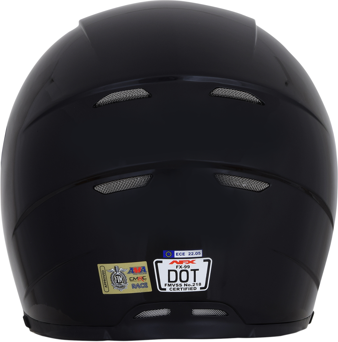 Black AFX FX-99 motorcycle helmet in medium size with sleek design, featuring a secure fit and aerodynamic shape.