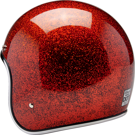 Biltwell Bonanza helmet in Rootbeer Megaflake finish, XS size, with glossy, detailed helmet design and branding details.