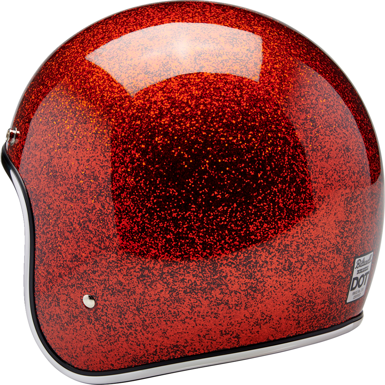 BILTWELL Bonanza helmet in Rootbeer Megaflake finish, medium size, with glossy finish and detailed graphics, designed for motorcycle safety.
