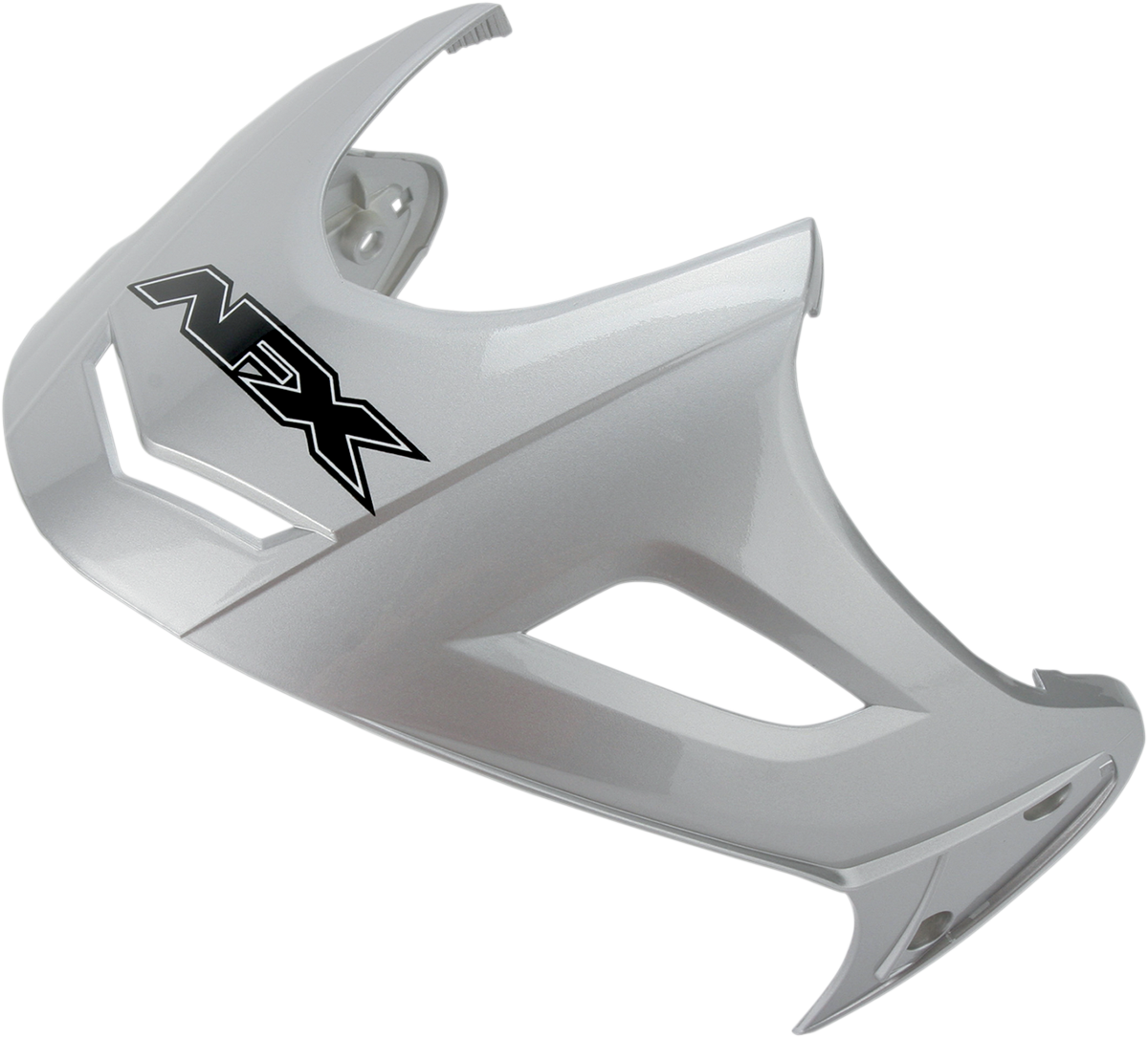 Silver AFX FX-50 Peak helmet with sleek design and clear visor, featuring the Bill's Exhausts branding and safety features.