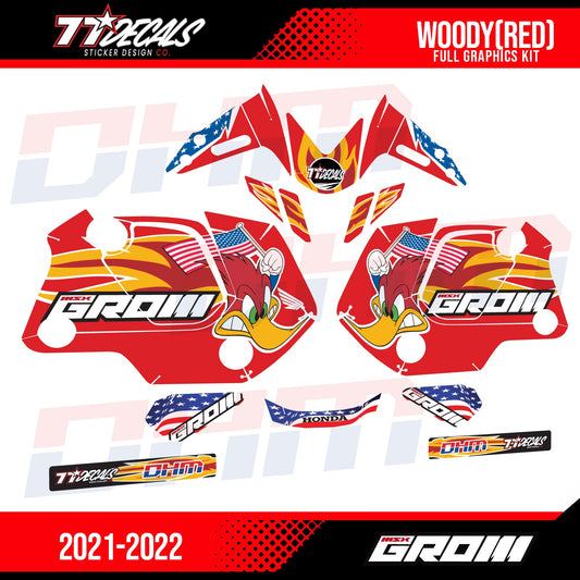 77 Decals / DHM Woody Graphic Kit for the 2022 Honda Grom - Howling Moto