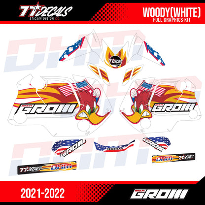 77 Decals / DHM Woody Graphic Kit for the 2022 Honda Grom - Howling Moto