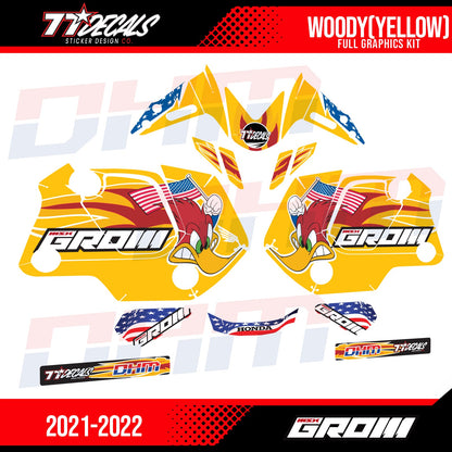 77 Decals / DHM Woody Graphic Kit for the 2022 Honda Grom - Howling Moto