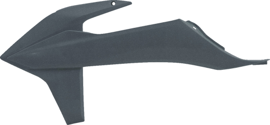 Gray metallic Acerbis radiator shrouds for motorcycle, featuring a sleek body design with vents and branding details.